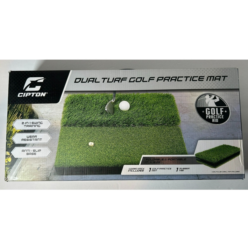 Cipton Dual Turf Golf Practice Mat 17x16 Portable Swing Trainer Father's Day